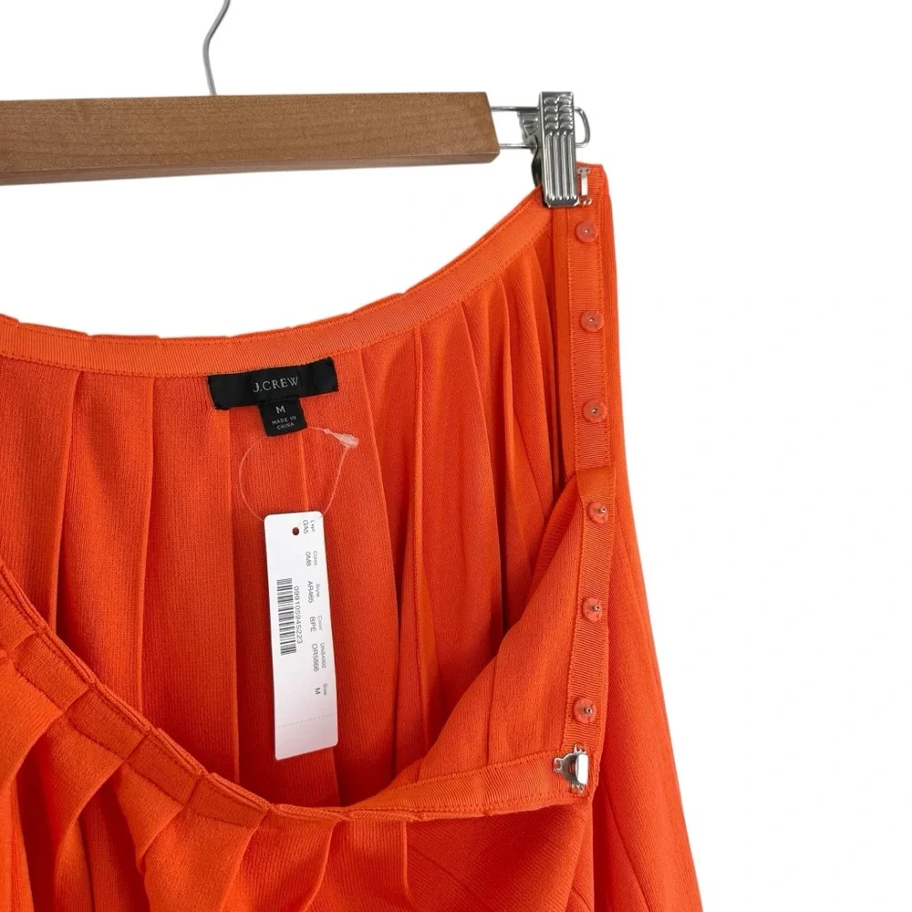 J. Crew Pleated Sweater Skirt Orange Sz M NWT